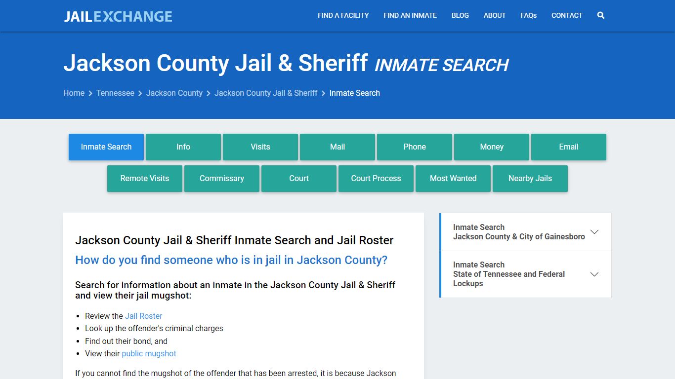 Inmate Search: Roster & Mugshots - Jackson County Jail & Sheriff, TN